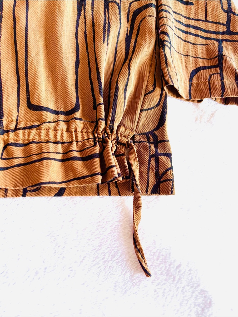 Liv by Habitat Abstract Print Cowl Neck 3/4 Sleeve Shirt, Brown & Black, Size S - Picture 4 of 6